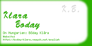 klara boday business card